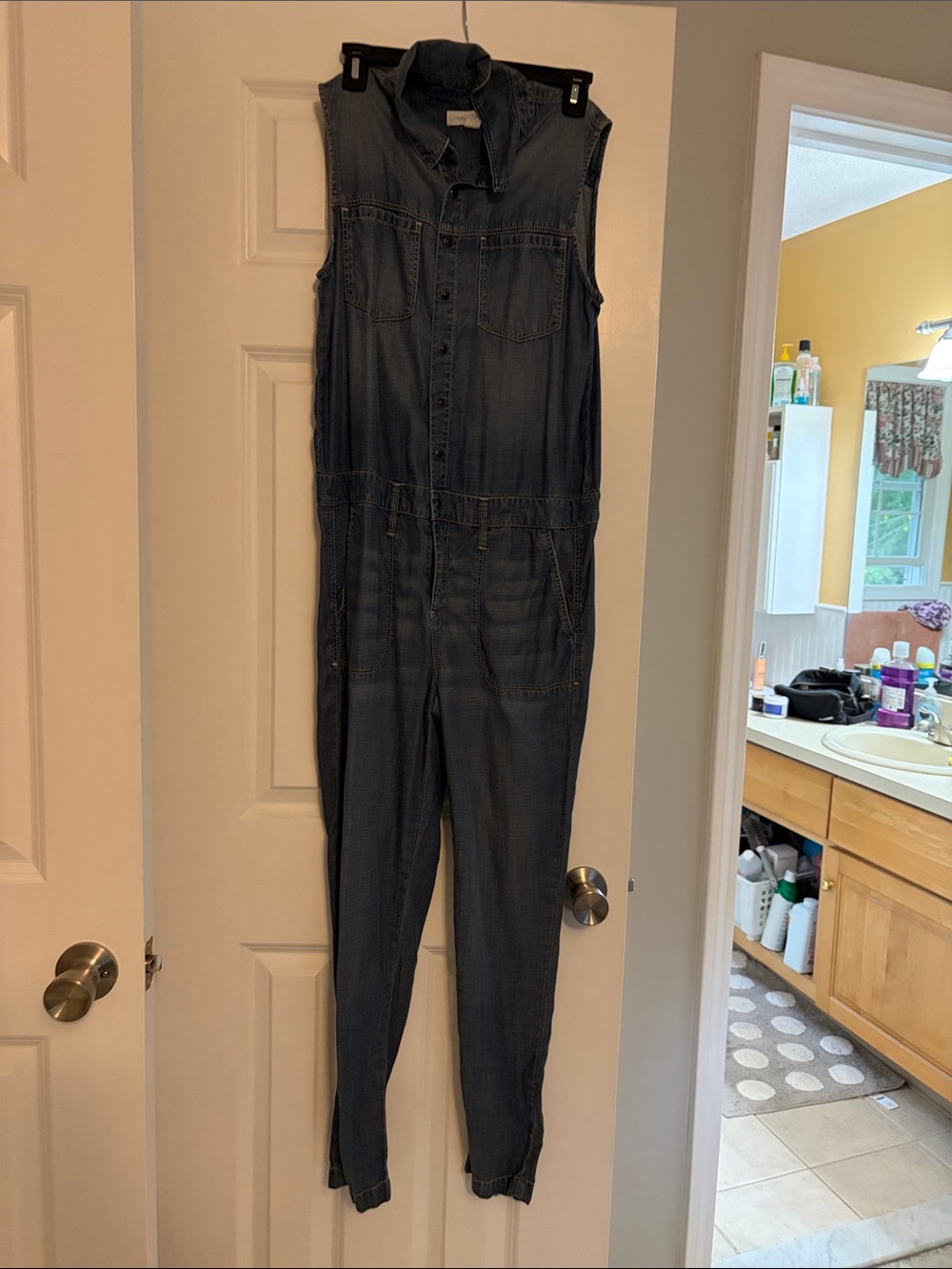 Treasure & Bond Sleeveless Denim Jumpsuit in Medium Blue